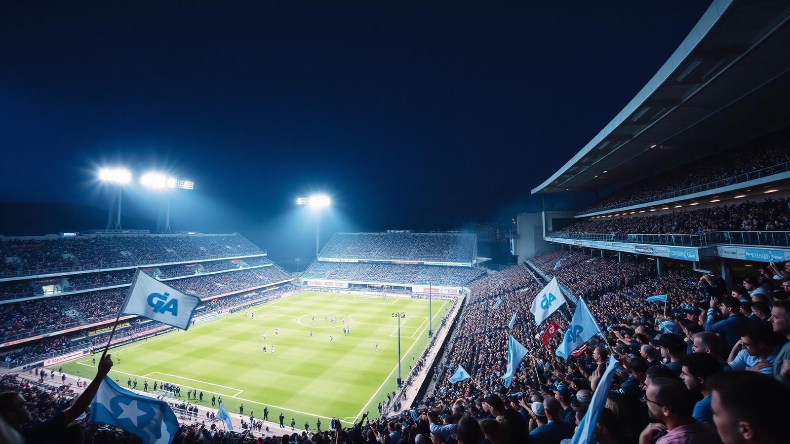 Tifosi biancazzurri sugli spalti allo stadio di Riccione